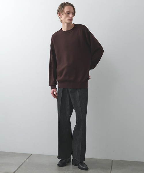 セーター ニット 「STUDIOUS」CASHMERE WOOL CREWNECK KNIT メンズ