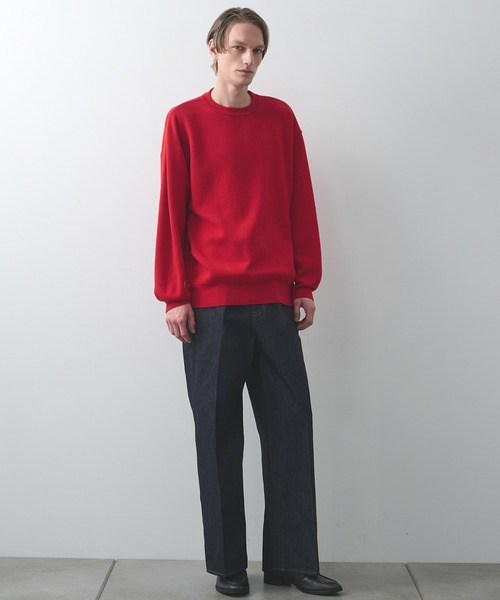 セーター ニット 「STUDIOUS」CASHMERE WOOL CREWNECK KNIT メンズ