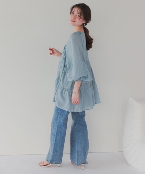 「titivate」 長袖チュニック L グレイッシュブルー レディース_画像3