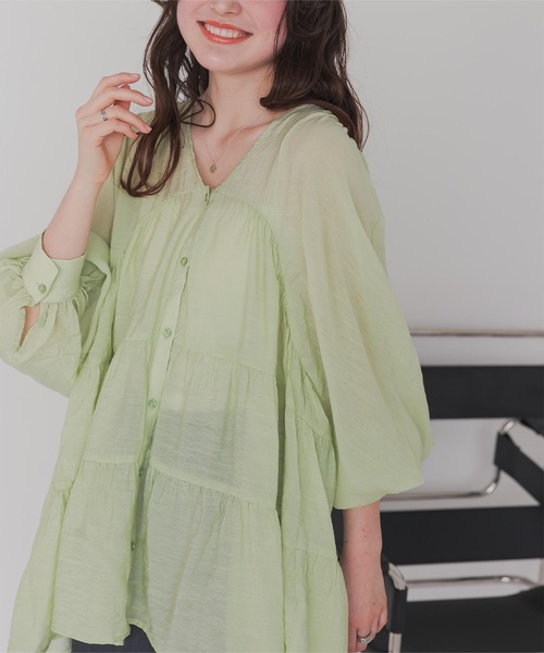 「titivate」 長袖チュニック L グレイッシュブルー レディース_画像6