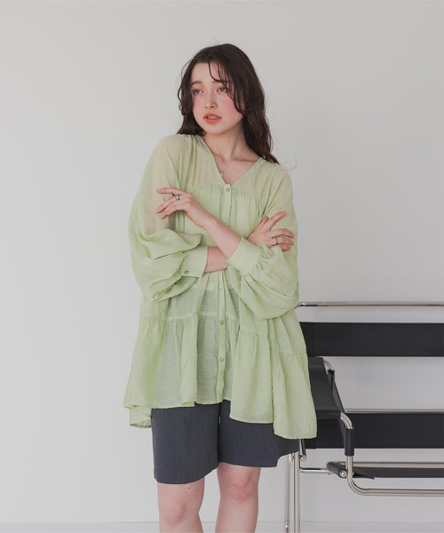 「titivate」 長袖チュニック L グレイッシュブルー レディース_画像7