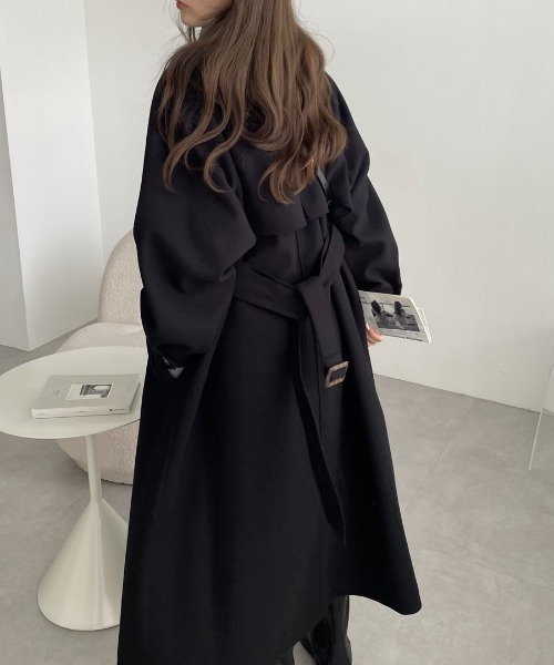 「andme」 「alma design」ステンカラーコート M グレイッシュベージュ レディース_画像2