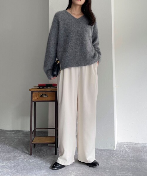 「fredy emue」 イージーパンツ 38 サックスブルー レディース_画像2