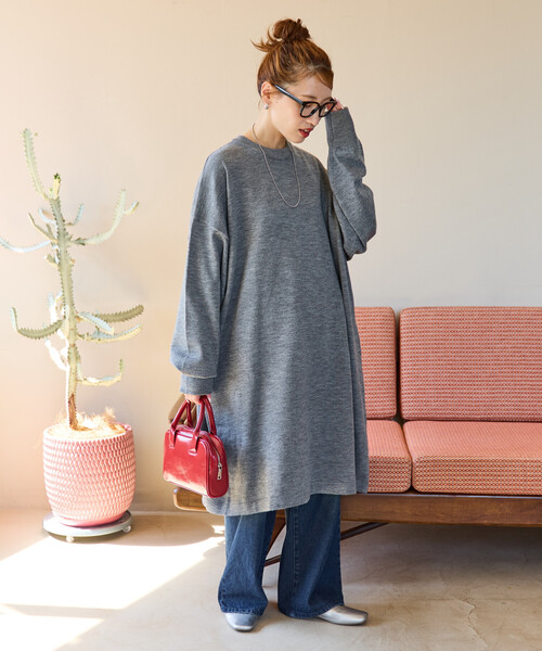 「FREAK'S STORE」 ニットワンピース フリ- ダークブラウン レディース_画像2