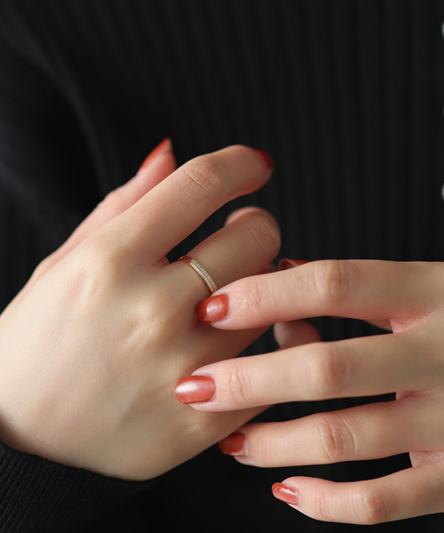 Lilas 指輪 リング ダブルラインダイヤリング K10 レディース