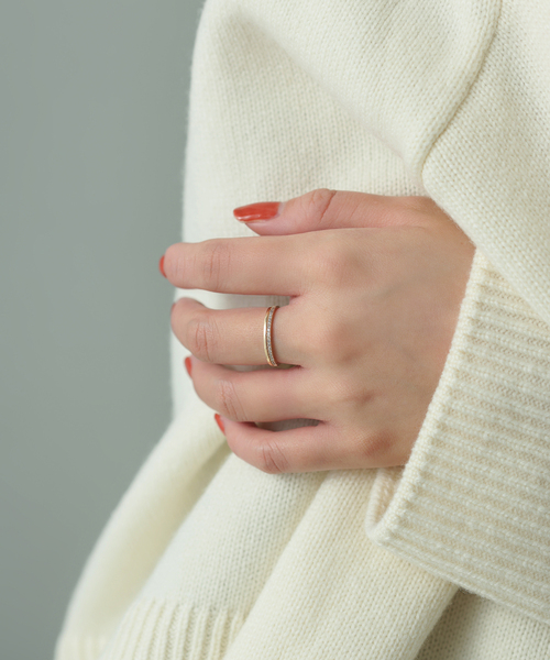 Lilas 指輪 リング ダブルラインダイヤリング K10 レディース