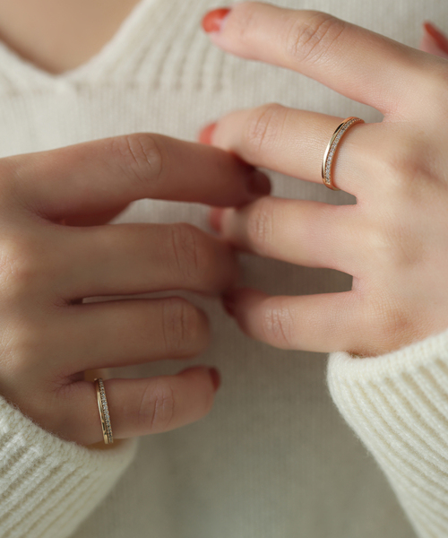 Lilas 指輪 リング ダブルラインダイヤリング K10 レディース