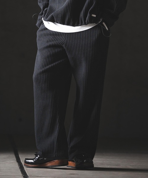 大幅値下げ❗️新品未使用❗️LPFG メンズ パンツ ストレート ブラック S GLIMCLAP パンツ mp14554-Big Waffle Wide Straight Pants ワイド