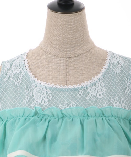 「axes femme POETIQUE」 ノースリーブワンピース MEDIUM グリーン レディース_画像7