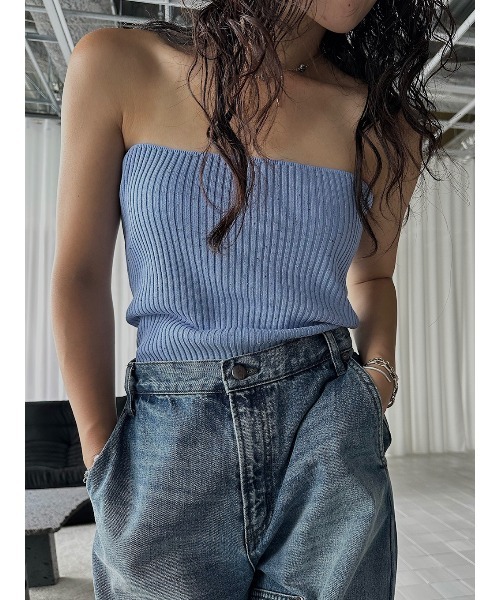 meltthelady basic tube tops チューブトップ ベア チューブトップ ベアトップ NEP KNIT TUBE TOP lo axual クロップ