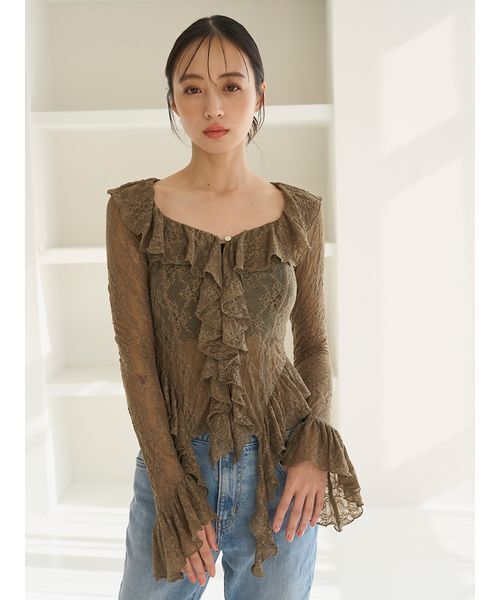 期間限定お値下げ❤️新品❤️SNIDEL❤️レースフリルトップス SNIDEL（スナイデル） tシャツ カットレースフリルプルオーバー