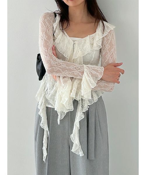 期間限定お値下げ❤️新品❤️SNIDEL❤️レースフリルトップス SNIDEL（スナイデル） tシャツ カットレースフリルプルオーバー
