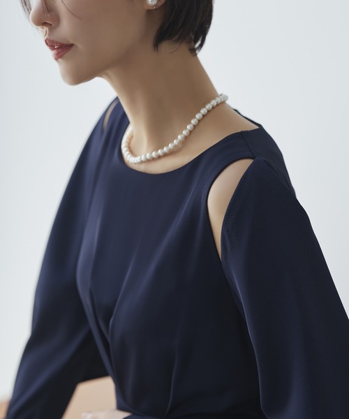 美品　ネイビー L ルイルエブティック　ワンピース RUIRUE BOUTIQUE（ルイルエブティック） 長袖ワンピース L ネイビー