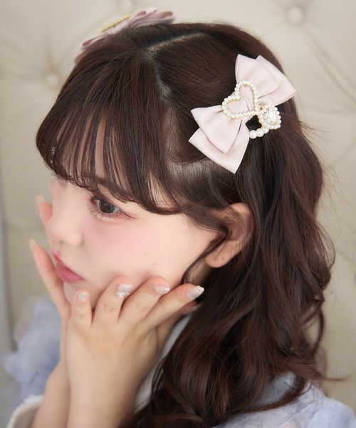 ROJITA（ロジータ） ヘアクリップ ハートビジュパール付きリボン
