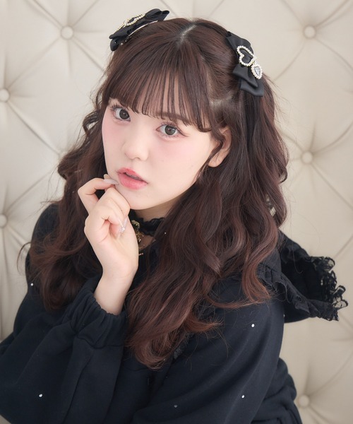 ROJITA（ロジータ） ヘアクリップ ハートビジュパール付きリボン