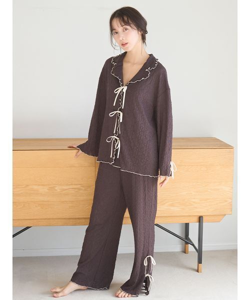 SNIDEL HOME パジャマ ルームウェア カットレースロングパンツ