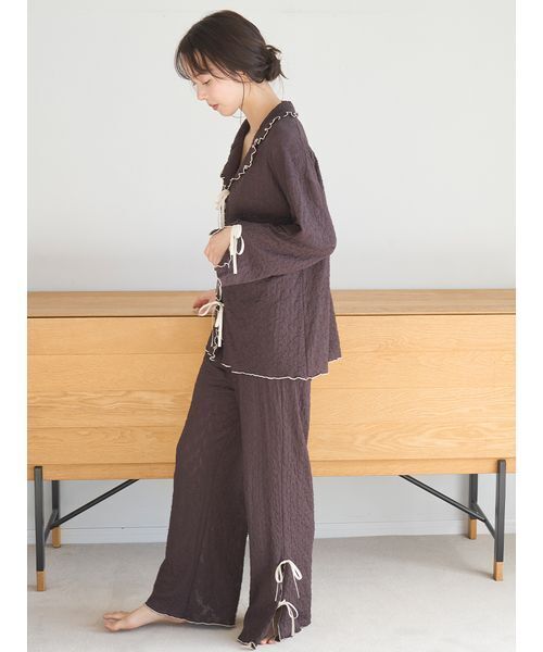 SNIDEL HOME パジャマ ルームウェア カットレースロングパンツ