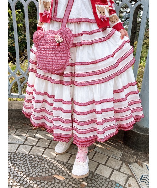 スカート ギンガムフリル使いローンスカートの画像