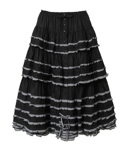 美品✨️ピンクハウス　ギンガムチェック　ローン　ティアード　レースロングスカート PINK HOUSE（ピンクハウス） スカート ギンガムフリル使いローン