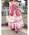 ロング スカート ギンガムフリル使いローンスカートの詳細画像1