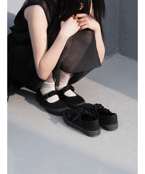 NOVESTA eunola フリル ダブルストラップ フラットシューズ 37 Bshop スニーカー eunoia × NOVESTA | TWO STRAP MARY JANE レディース