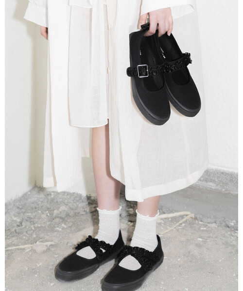NOVESTA eunola フリル ダブルストラップ フラットシューズ 37 Bshop スニーカー eunoia × NOVESTA | TWO STRAP MARY JANE レディース