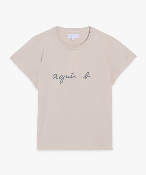 新品2026春夏アニエスベーTシャツ半袖ベージュロゴ刺繍コットンBrando agnes b.（アニエスベー） tシャツ 半袖 ロゴプリント コットン 半袖T