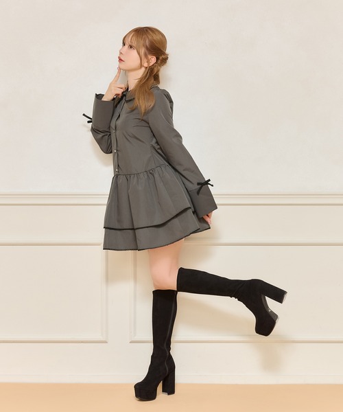 「apres jour」 長袖ワンピース X-LARGE ブラック系その他 レディース_画像7