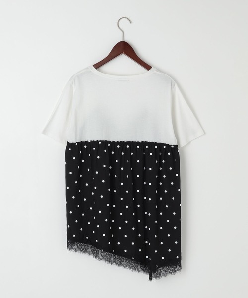 tシャツ トリムレースドッキングTシャツ レディースの画像