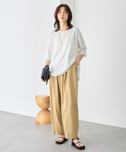 tシャツ 「待望の半袖が登場！/手洗い可」ハーフスリーブキュプラカットプルオーバー レディースの画像
