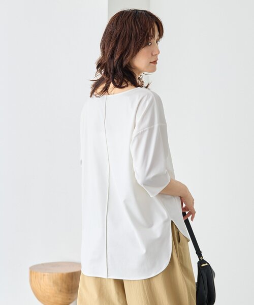 tシャツ 「待望の半袖が登場！/手洗い可」ハーフスリーブキュプラカットプルオーバー レディースの画像