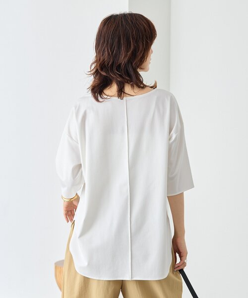 tシャツ 「待望の半袖が登場！/手洗い可」ハーフスリーブキュプラカットプルオーバー レディースの画像