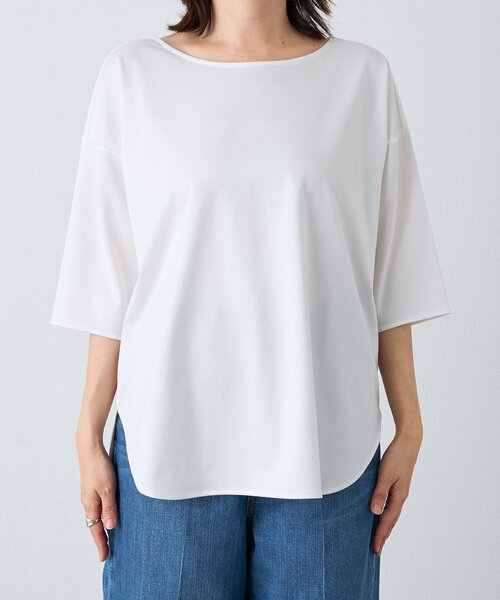 tシャツ 「待望の半袖が登場！/手洗い可」ハーフスリーブキュプラカットプルオーバー レディースの画像