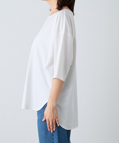 tシャツ 「待望の半袖が登場！/手洗い可」ハーフスリーブキュプラカットプルオーバー レディースの画像