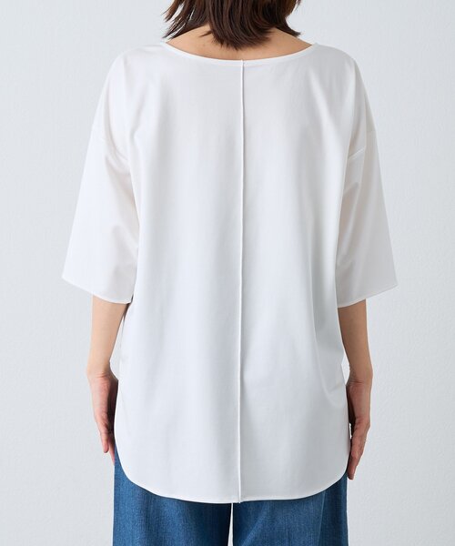 tシャツ 「待望の半袖が登場！/手洗い可」ハーフスリーブキュプラカットプルオーバー レディースの画像