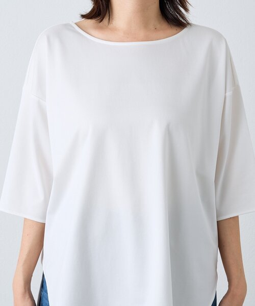 tシャツ 「待望の半袖が登場！/手洗い可」ハーフスリーブキュプラカットプルオーバー レディースの画像