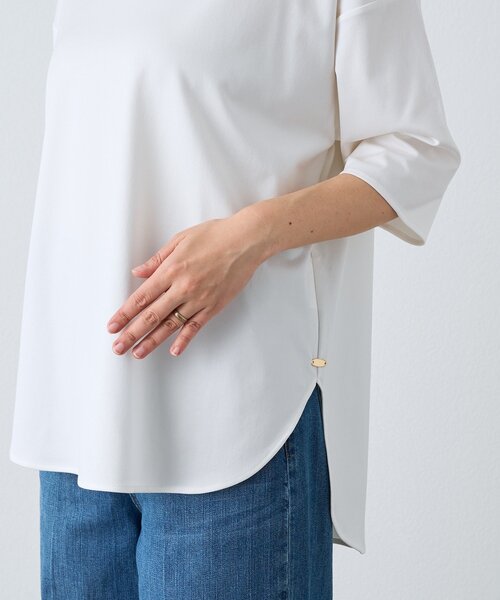 tシャツ 「待望の半袖が登場！/手洗い可」ハーフスリーブキュプラカットプルオーバー レディースの画像