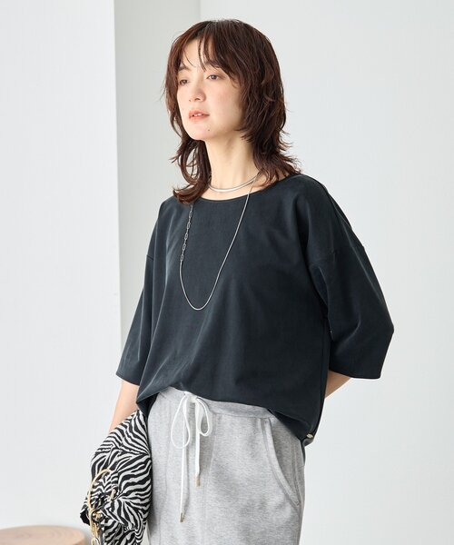 tシャツ 「待望の半袖が登場！/手洗い可」ハーフスリーブキュプラカットプルオーバー レディースの画像
