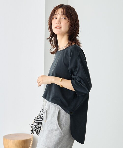 tシャツ 「待望の半袖が登場！/手洗い可」ハーフスリーブキュプラカットプルオーバー レディースの画像