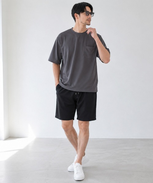 Karlas セットアップ メンズ上下セット 胸ポケット付半袖Tシャツ