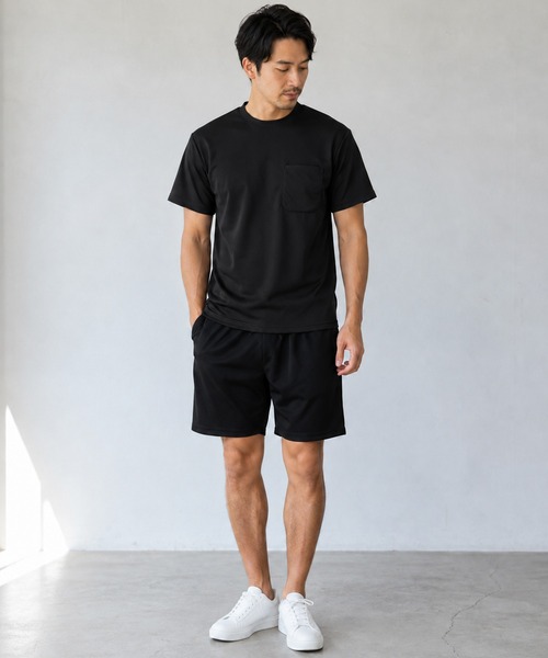 Karlas セットアップ メンズ上下セット 胸ポケット付半袖Tシャツ