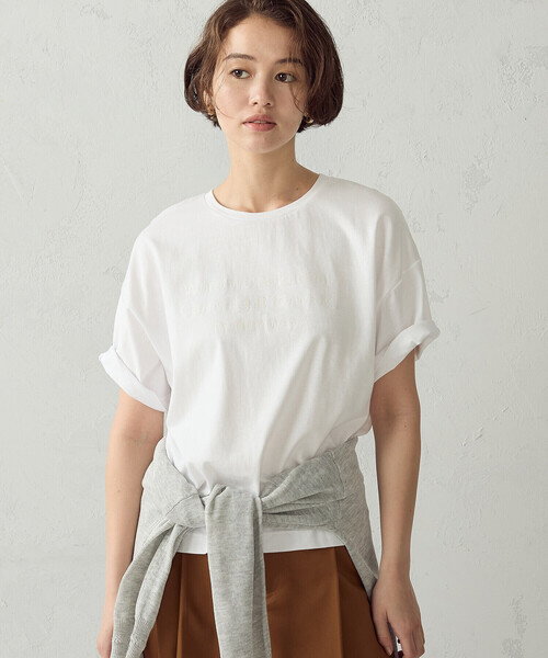 【にゃんこです】COMME CA コムサ 半袖ブラウス オフホワイト COMME CA ISM（コムサイズム） tシャツ 半袖 グリッターラメ Tシャツ