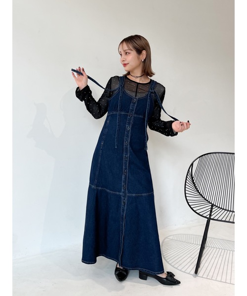 「JUMELLE」 キャミソールワンピース MEDIUM ブルー レディース_画像7