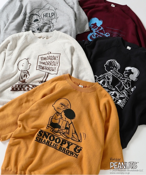 「Vintage PEANUTS」 スウェットカットソー「SPORTS WEARコラボ」 X-LARGE グレー メンズ_画像3