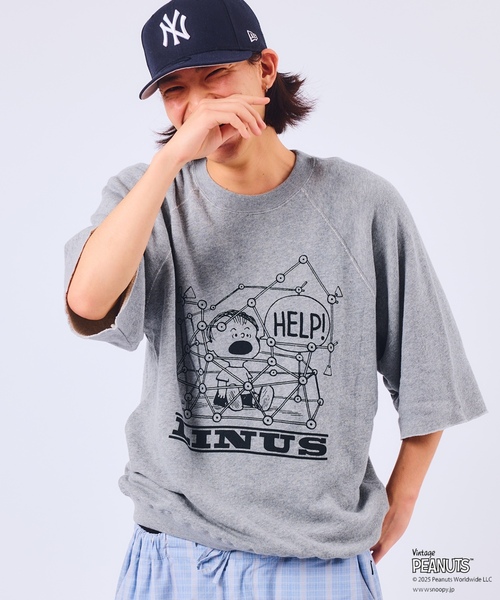 「Vintage PEANUTS」 スウェットカットソー「SPORTS WEARコラボ」 X-LARGE グレー メンズ_画像6