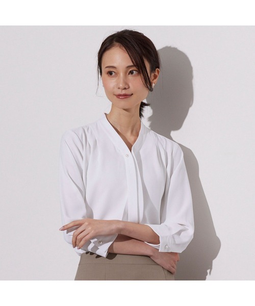 「AOYAMA」 「&ress」7分袖ブラウス L ライトベージュ レディース_画像2