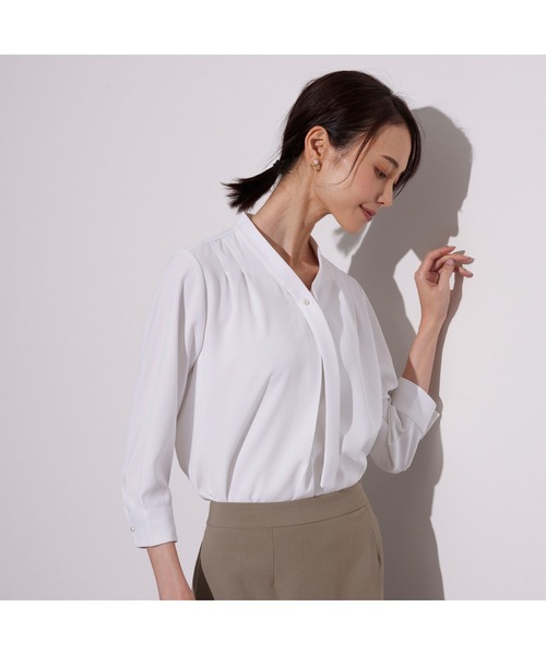「AOYAMA」 「&ress」7分袖ブラウス L ライトベージュ レディース_画像3