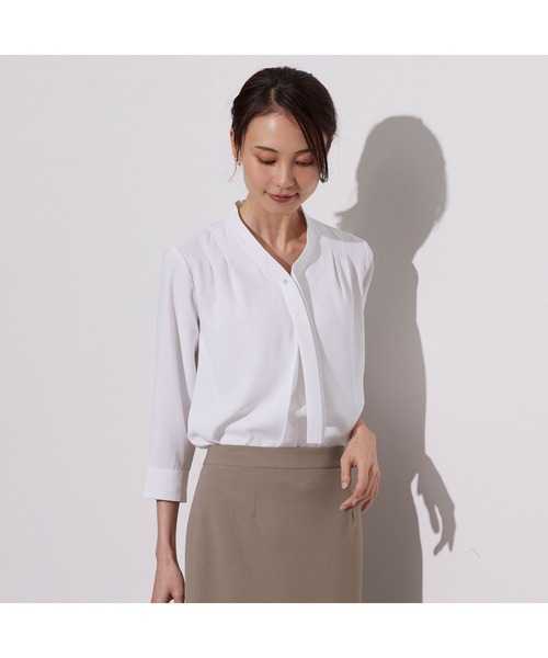「AOYAMA」 「&ress」7分袖ブラウス L ライトベージュ レディース_画像4