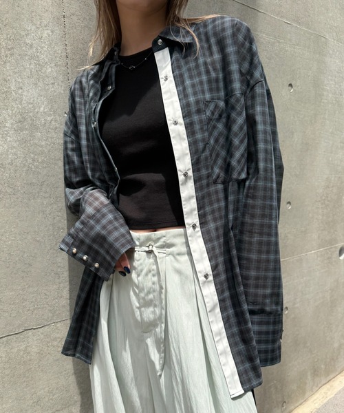 Ameri（アメリ） ブラウス シャツ 夏 SHEER WAIST MARK OVERSIZE SHIRT
