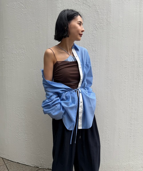 Ameri（アメリ） ブラウス シャツ 夏 SHEER WAIST MARK OVERSIZE SHIRT